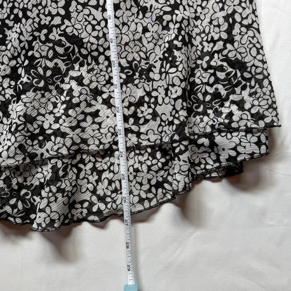 Y2K Notations Ruffle Floral Midi Skirt Womens Petite Small Office Casual - Picture 5 of 7